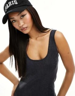 Miss Selfridge Seamless Rib Unitard In Washed Grey For Women Washed Charcoal