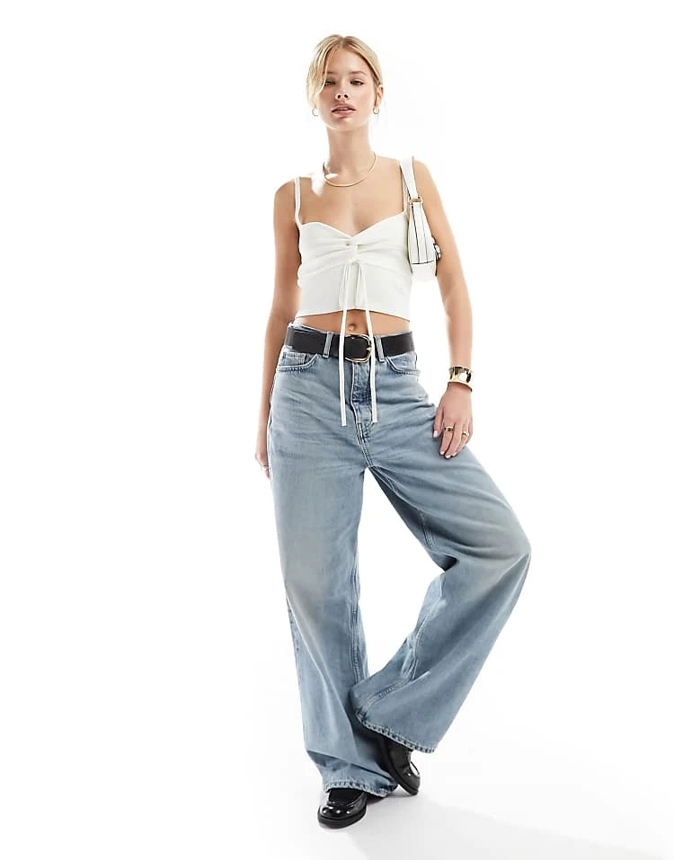 Miss Selfridge Knit Rib Twist Detail Cami In Cream For Women - Image 3