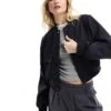 Miss Selfridge Crop Bomber Jacket In Navy For Women