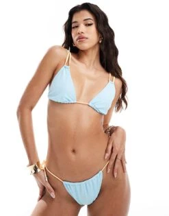 Miss Selfridge Contrast Strap Bikini In Blue