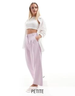 Miss Selfridge Petite Slouchy Wide Leg Trouser In Lilac For Women