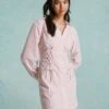 Miss Selfridge Poplin Lace Up Mini Shirt Dress In Pink Stripe For Women