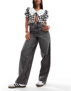 Miss Selfridge Baggy Jean In Grey Wash For Women