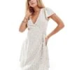 Miss Selfridge Petite Wrap Mini Tea Dress In Ditsy Print For Women