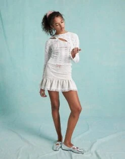 Miss Selfridge Tiered Mini Skirt In Grey For Women