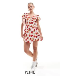 Miss Selfridge Petite Wrap Mini Tea Dress For Women Tbc Print