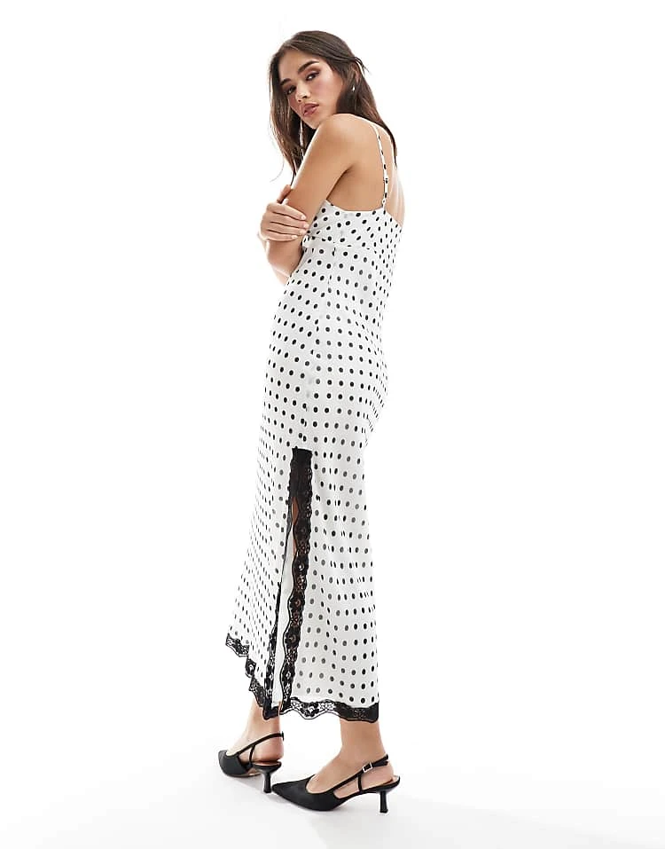 Miss Selfridge Chiffon Corsage Maxi Dress In Polka Dot For Women - Image 2