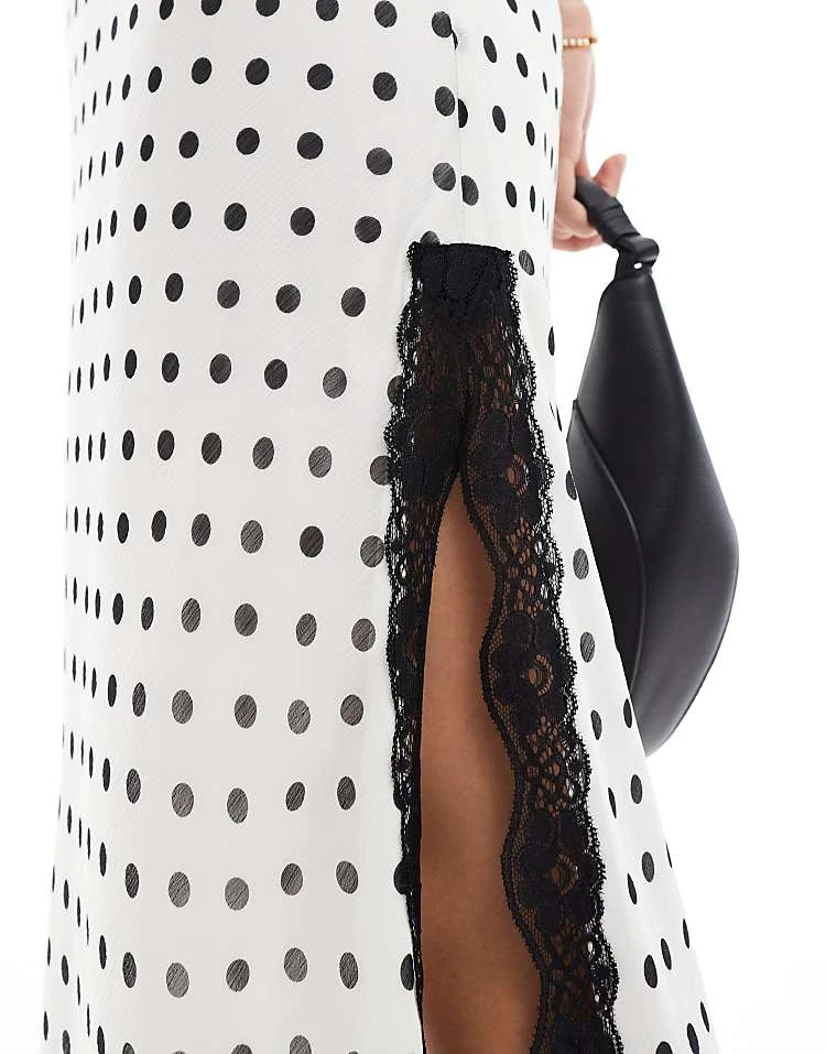 Miss Selfridge Chiffon Corsage Maxi Dress In Polka Dot For Women - Image 3