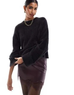 Miss Selfridge Oversized Lash Jumper In Black For Women