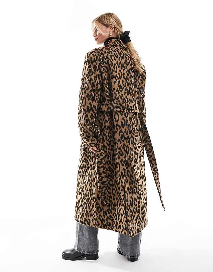 Miss Selfridge Belted Wrap Formal Coat In Leopard Print For Women - Image 3