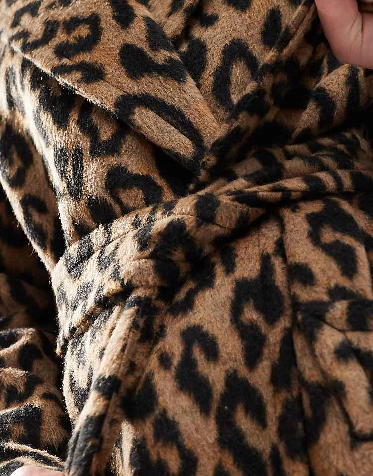 Miss Selfridge Belted Wrap Formal Coat In Leopard Print For Women - Image 4
