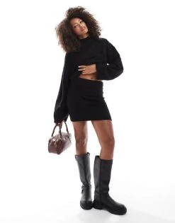 Miss Selfridge Knit Mini Skirt In Black For Women