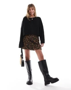 Miss Selfridge Slouchy Jumper In Black For Women