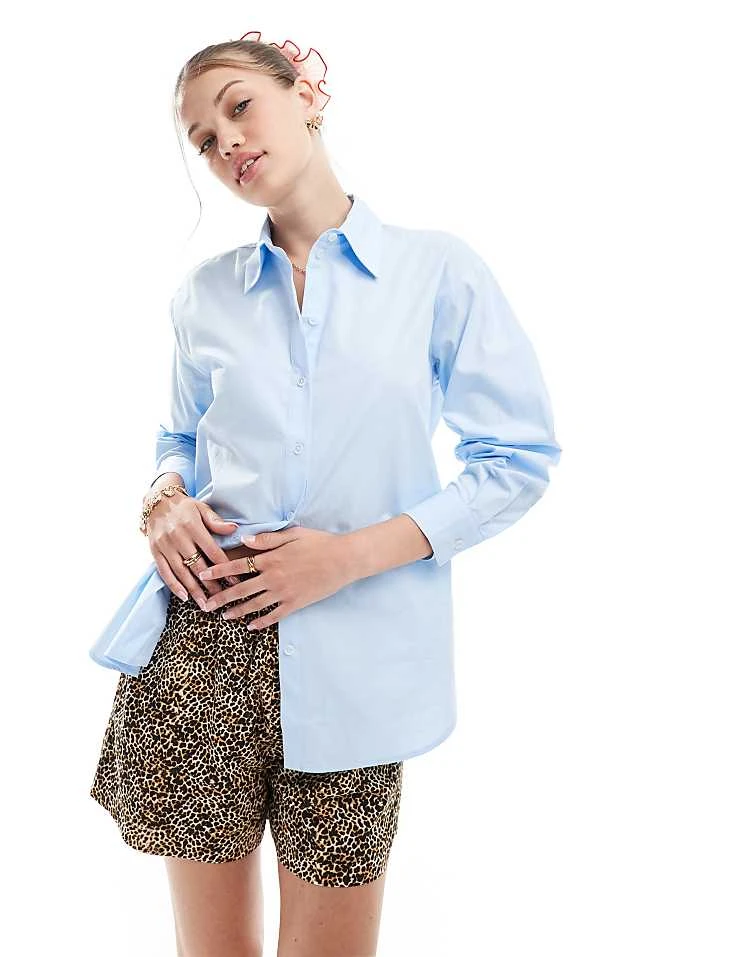 Miss Selfridge Poplin Oversized Shirt In Oxford Blue For Women - Image 2