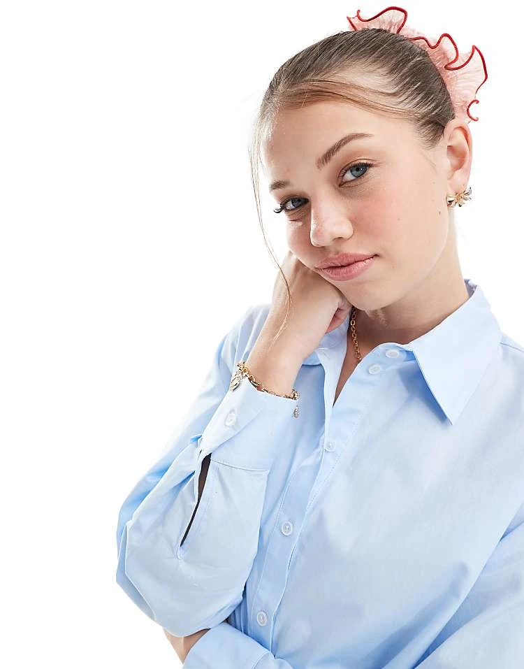 Miss Selfridge Poplin Oversized Shirt In Oxford Blue For Women - Image 3