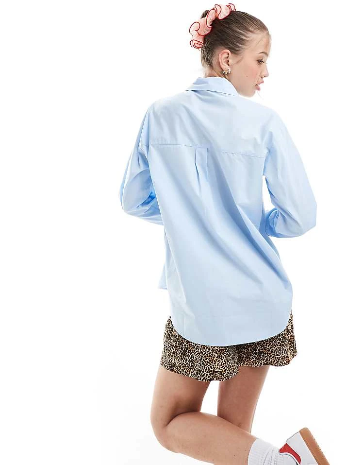 Miss Selfridge Poplin Oversized Shirt In Oxford Blue For Women - Image 4