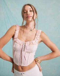 Miss Selfridge Corset Top In Pink For Women