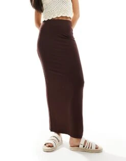 Miss Selfridge Low Rise Maxi Skirt In Chocolate For Women