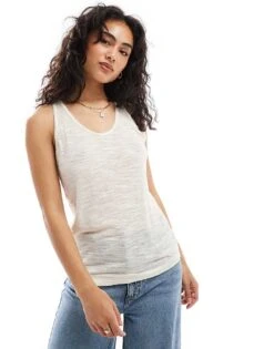 Miss Selfridge Macrame Back Detail Vest In Cream For Women