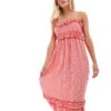 Miss Selfridge Petite Cami Ruffle Trim Maxi Dress In Red Gingham For Women