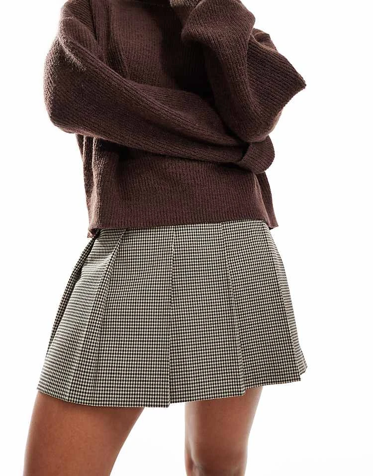 Miss Selfridge Pleated Mini Kilt Skirt In Micro Check For Women