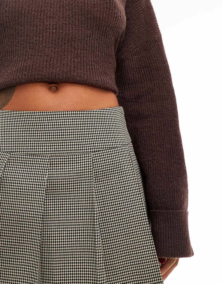 Miss Selfridge Pleated Mini Kilt Skirt In Micro Check For Women - Image 2