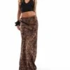 Miss Selfridge Bias Cut Maxi Skirt In Animal Print For Women