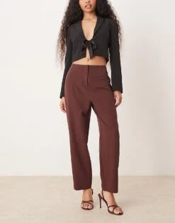 Miss Selfridge Petite Essentials Cigarette Trouser In Chocolate For Women Brown