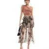 Miss Selfridge Chiffon Asym Ruffle Maxi Skirt In Animal Print For Women Tbc Print