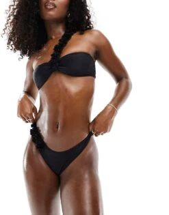 Miss Selfridge Corsage Asym Bikini Set In Black