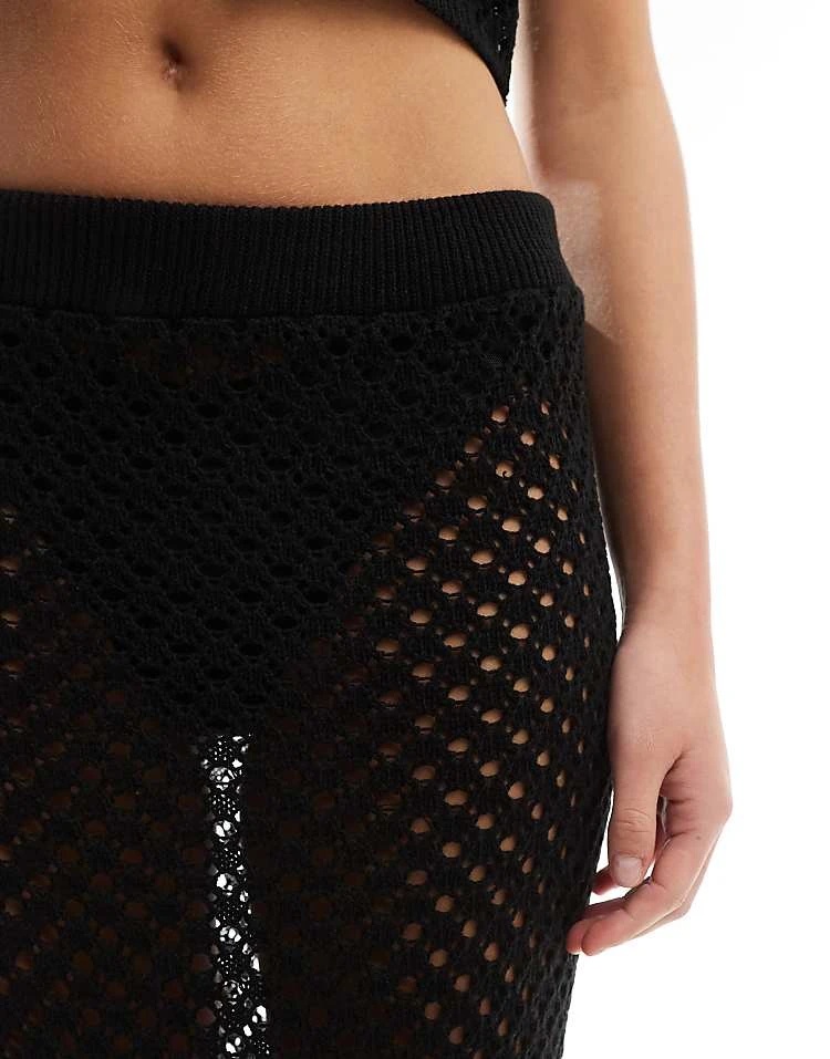 Miss Selfridge Crochet Maxi Skirt With Split Detail In Black For Women - Image 5