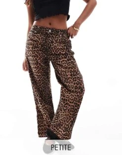 Miss Selfridge Petite Leopard Straight Leg Jean For Women Leopard Print