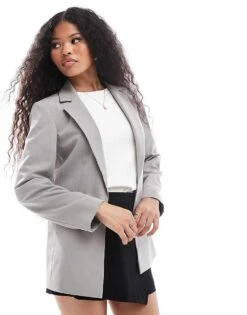 Miss Selfridge Petite Relaxed Fit Essential Blazer In Grey For Women