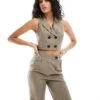 Miss Selfridge Co-ord Tailored Waistcoat Top In Khaki For Women