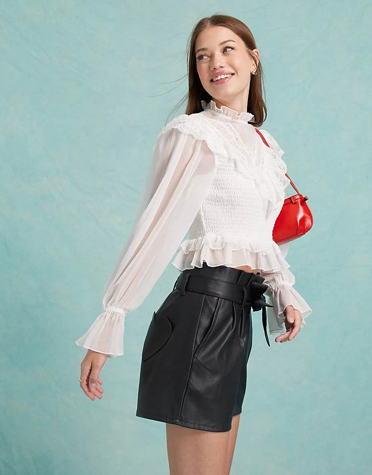 Miss Selfridge Victoriana Blouse In White For Women
