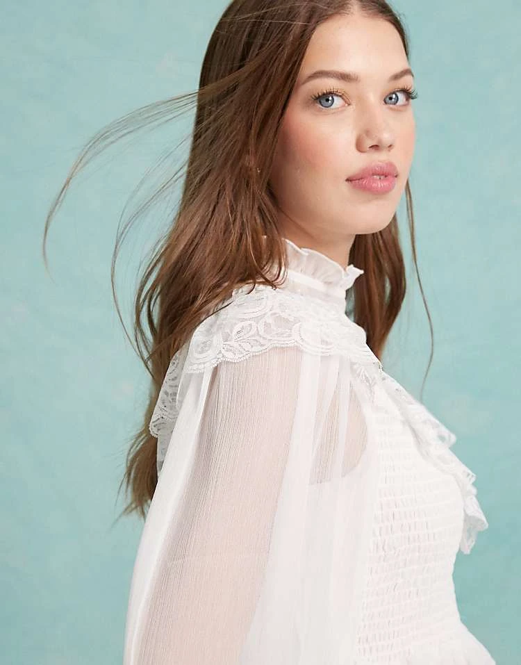 Miss Selfridge Victoriana Blouse In White For Women - Image 2