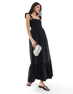 Miss Selfridge Cami Sundress In Black Poplin For Women