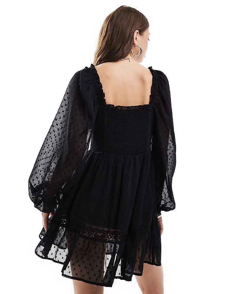Miss Selfridge Chiffon Corset Detail Mini Dress In Black For Women - Image 3