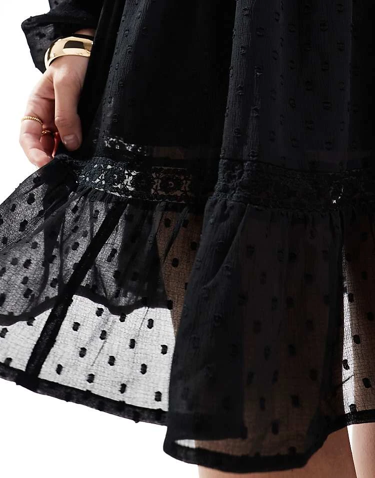 Miss Selfridge Chiffon Corset Detail Mini Dress In Black For Women - Image 4