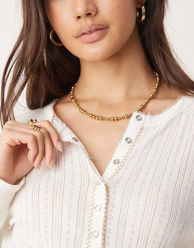 Miss Selfridge Pointelle Popper Top In Cream For Women - Image 4