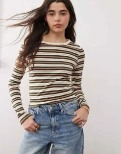 Miss Selfridge Retro Stripe Long Sleeve Top For Women Multi