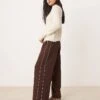 Miss Selfridge Petite Side Stripe Jogger In Chocolate For Women