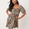 Miss Selfridge Petite Animal Mini Dress For Women Animal Print