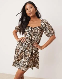 Miss Selfridge Petite Animal Mini Dress For Women Animal Print