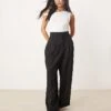 Miss Selfridge Petite Tailored Barrel Leg Trouser In Black For Women