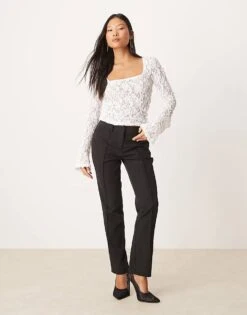 Miss Selfridge Petite Seam Detail Cigarette Trouser In Black For Women
