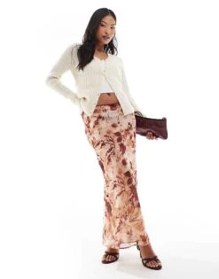 Miss Selfridge Petite Chiffon Double Layer Maxi Skirt In Animal Print For Women