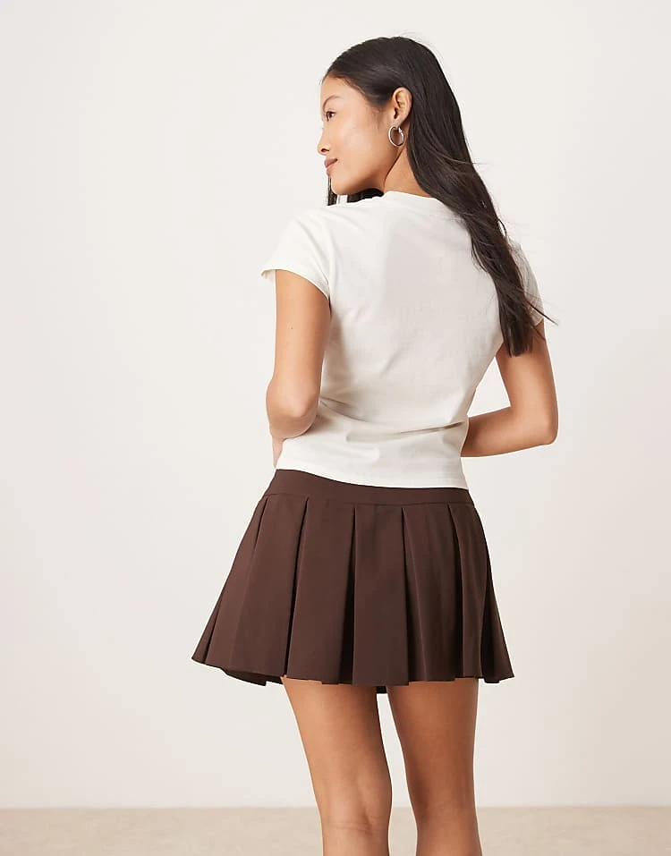 Miss Selfridge Petite Pleated Mini Skirt In Chocolate For Women - Image 5