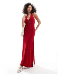 Miss Selfridge Textured Maxi Dress In Red For Women