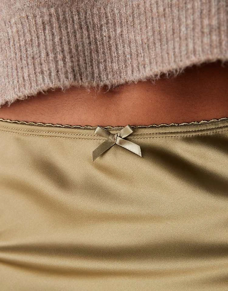 Miss Selfridge Satin Maxi Skirt In Khaki For Women - Image 4